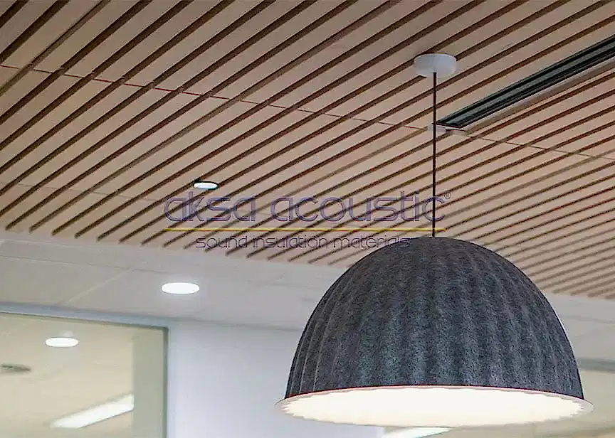 ahşap linear keçe tavan paneli