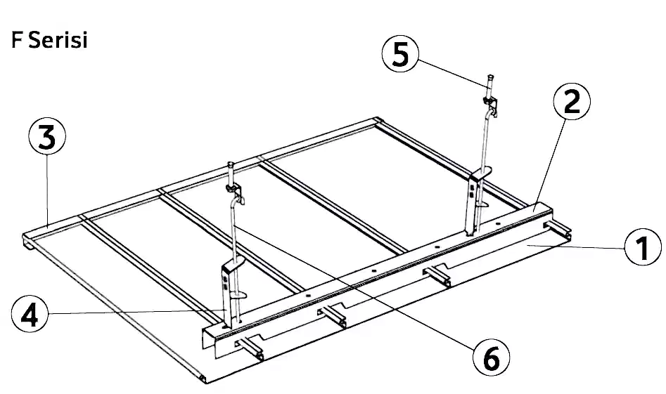 linear metal asma tavan paneli detayı